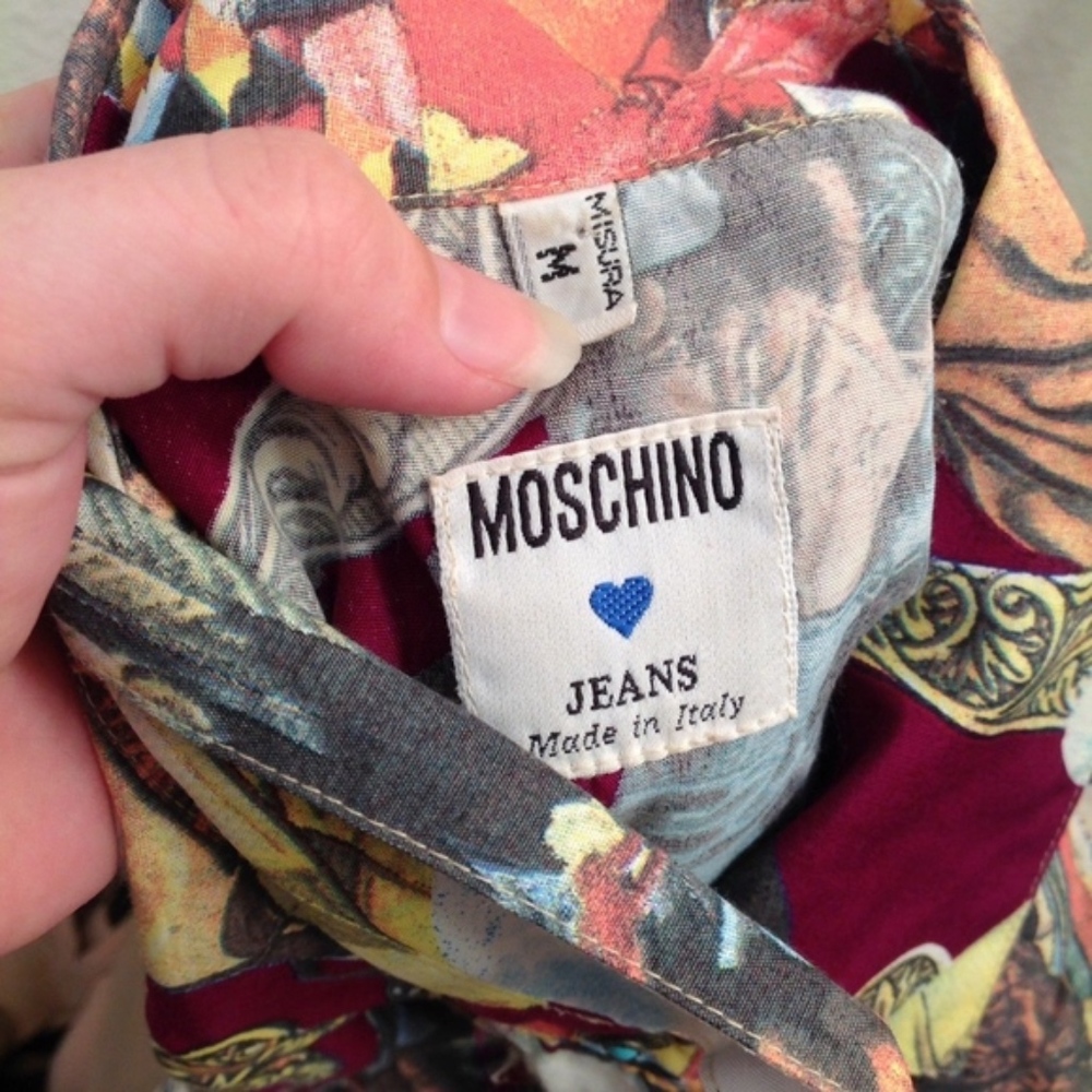 Rare 90s Moschino Jeans Italian Renaissance Collage Print Blouse Italy M - Picture 8 of 9